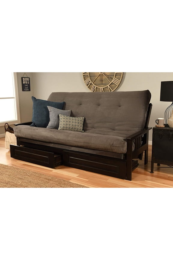 Monterey Frame with Suede Fabric Mattress in Gray/Espresso