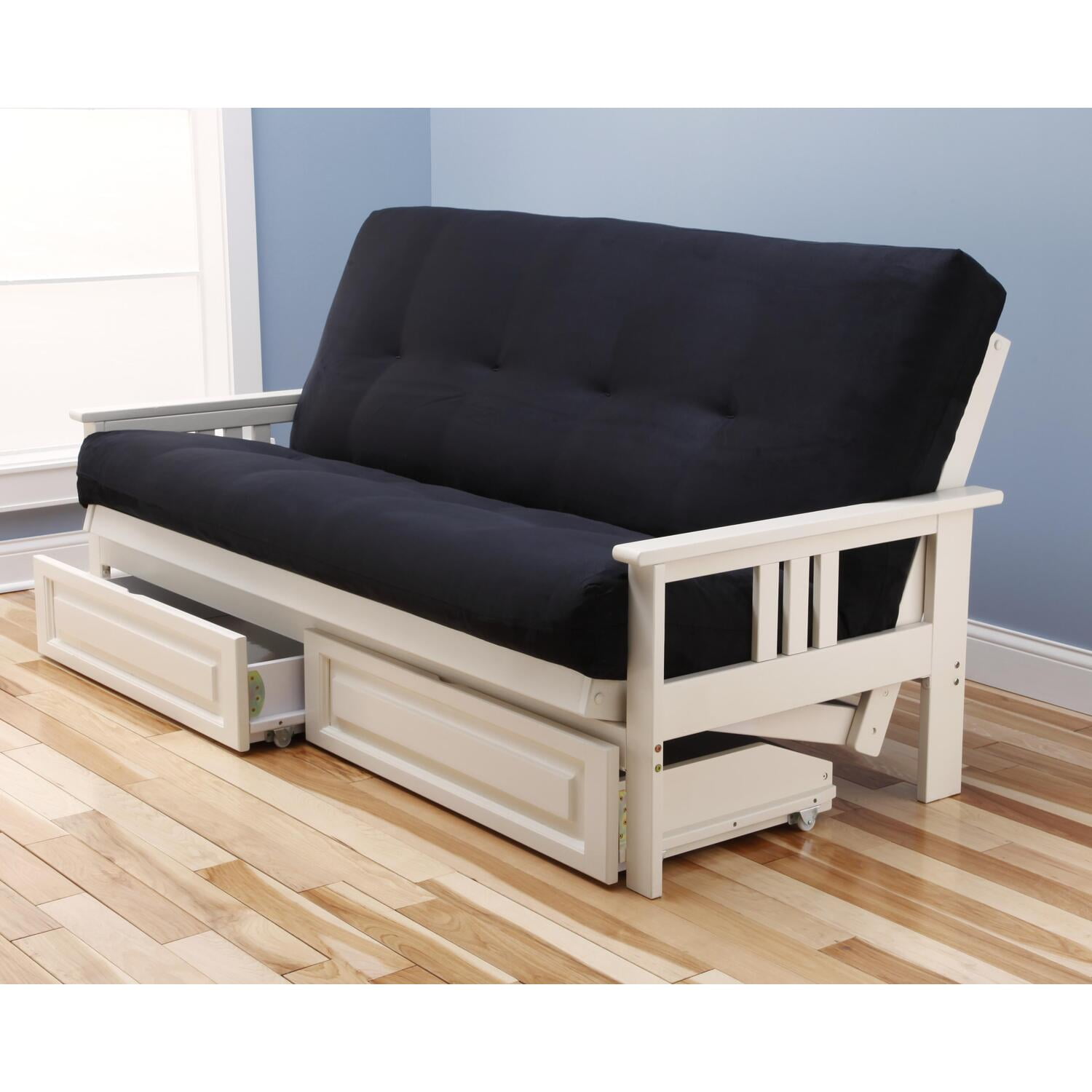 Kodiak Furniture Monterey Full Futon with Suede Fabric Mattress in Black/White