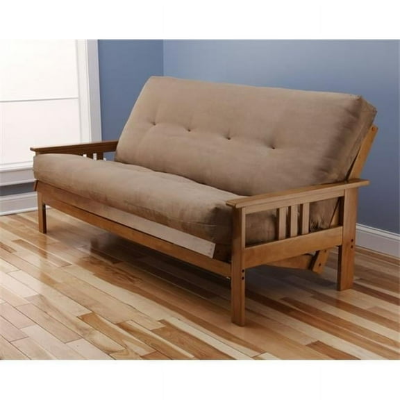 Kodiak Furniture Monterey Full Futon with Suede Fabric Mattress in Butternut/Tan