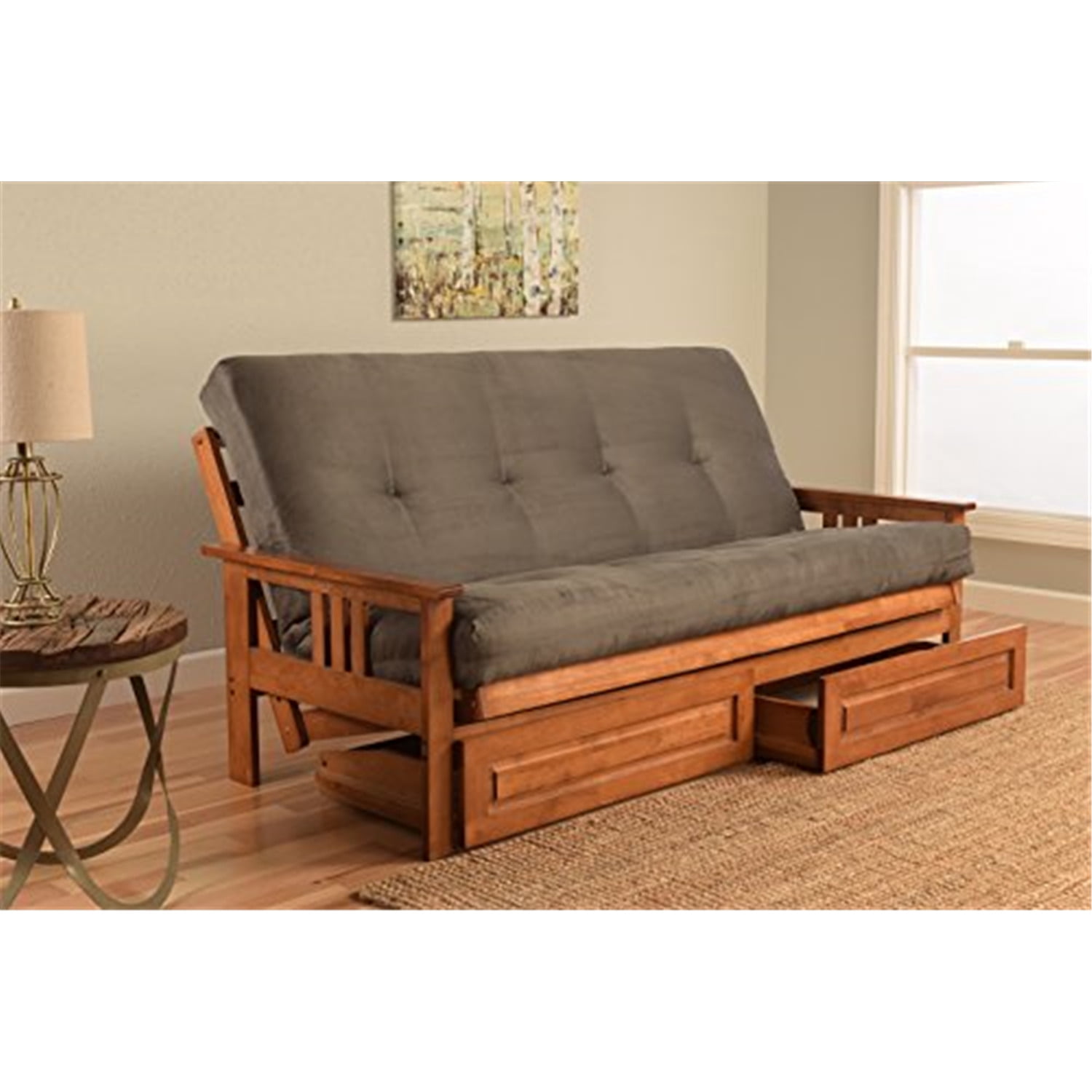 Kodiak Furniture Monterey Full Futon with Suede Fabric Mattress in Gray/Barbados