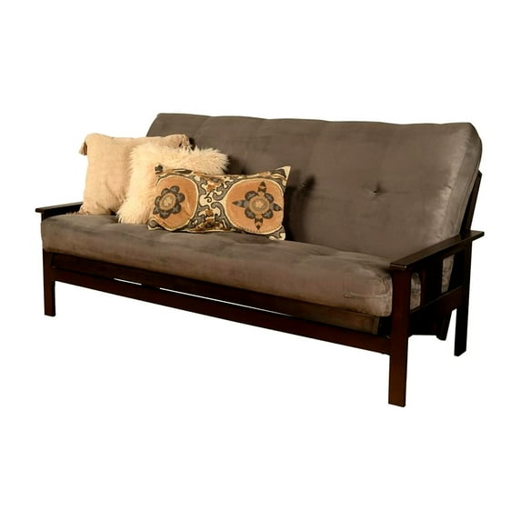 Kodiak Furniture Monterey Full Futon with Suede Fabric Mattress in Gray/Espresso