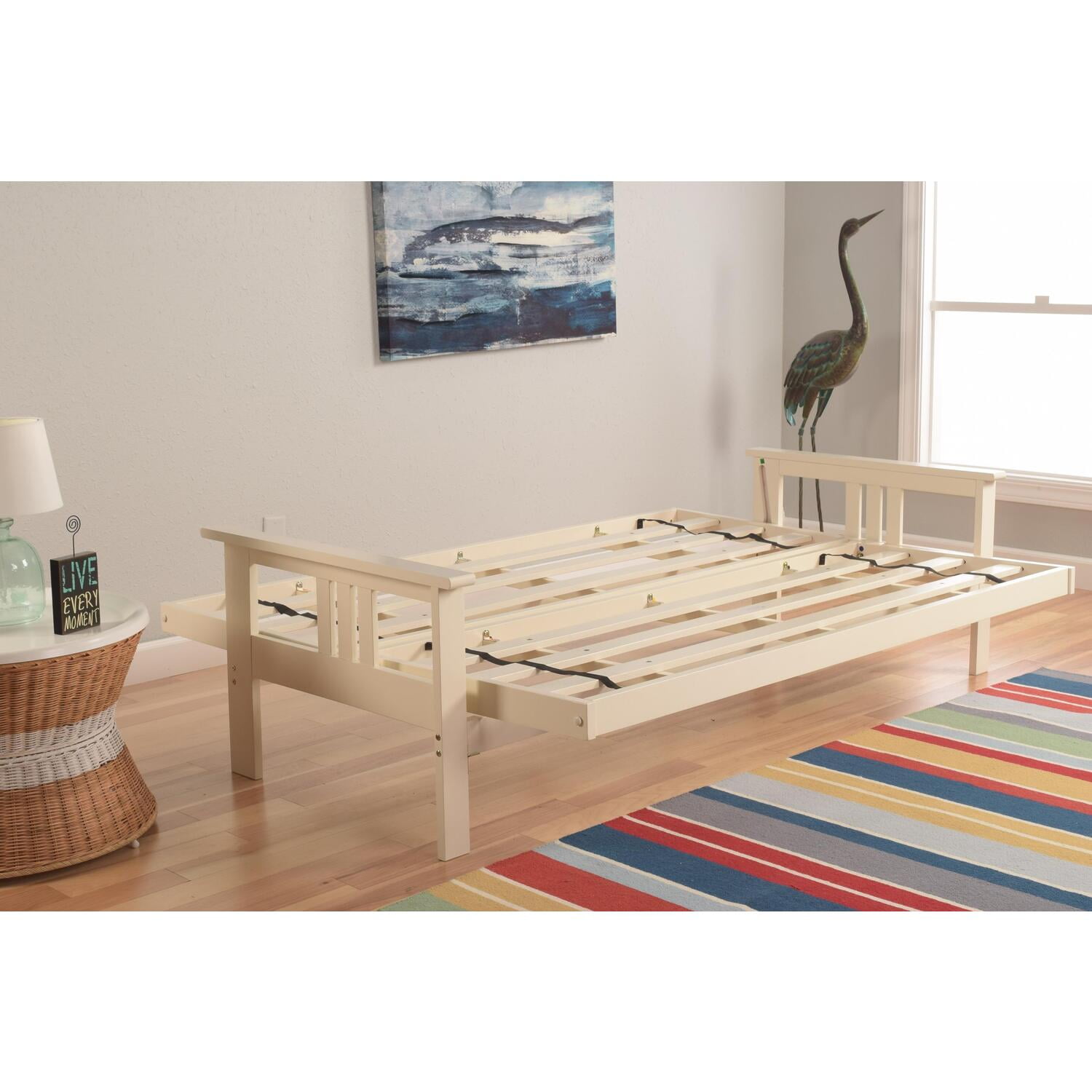 Monterey White Solid Wood Full-Size Futon Frame