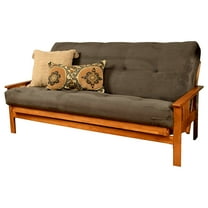 Kodiak Furniture Monterey Futon with Suede Fabric Mattress in Butternut/Gray