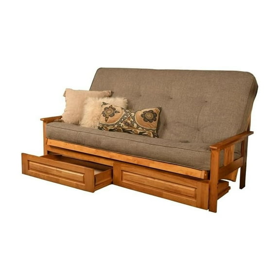 Kodiak Furniture Monterey Queen Butternut Wood Storage Futon-Stone Mattress