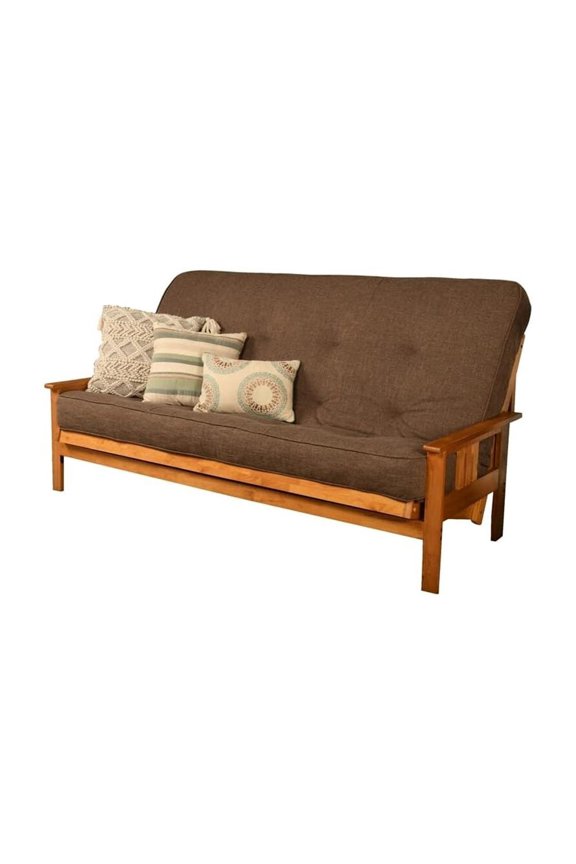 Monterey Queen-size Butternut Wood Futon-Linen Cocoa Mattress