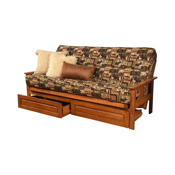 Kodiak Furniture Monterey Storage Futon with Multi-Color Fabric Mattress
