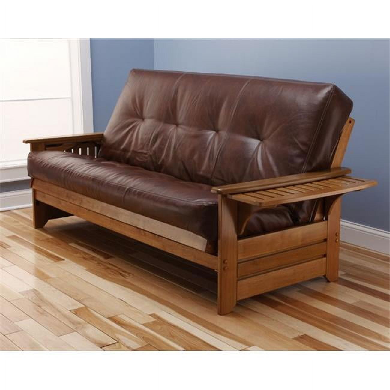 Kodiak Furniture Phoenix Barbados Futon with Saddle Brown Faux Leather