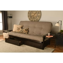 Kodiak Furniture Phoenix Queen Espresso Wood Storage Futon-Linen Stone Mattress