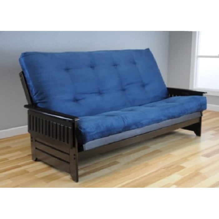 Espresso Blue Tufted Sleeper Sofa with Inner-Spring Mattress