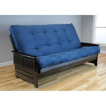 Kodiak Furniture Phoenix Queen Futon with Suede Fabric Mattress in Blue/Espresso