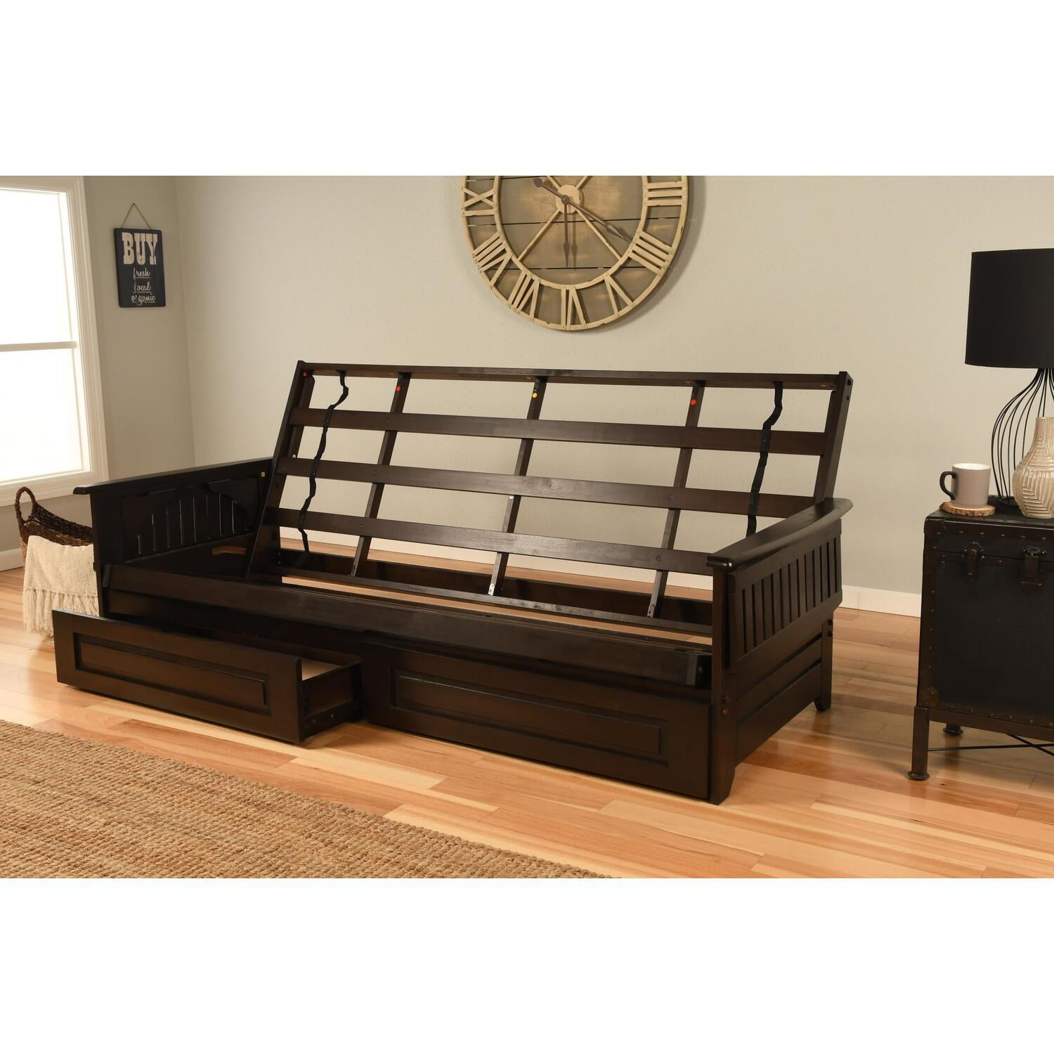 Kodiak Furniture Phoenix Queen Wood Futon Frame with Storage Drawers in