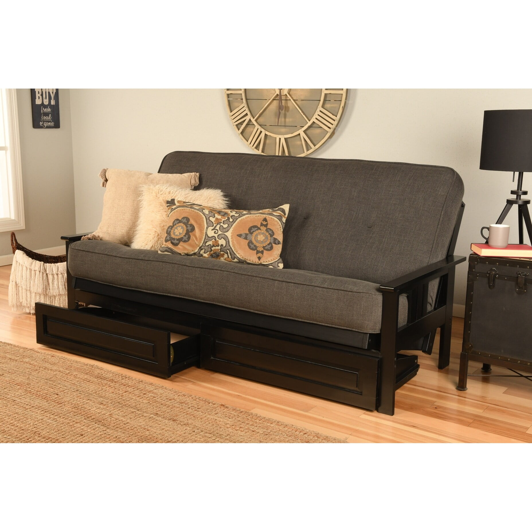 Kodiak Furniture Somette Monterey Black Fullsize Storage Futon Set
