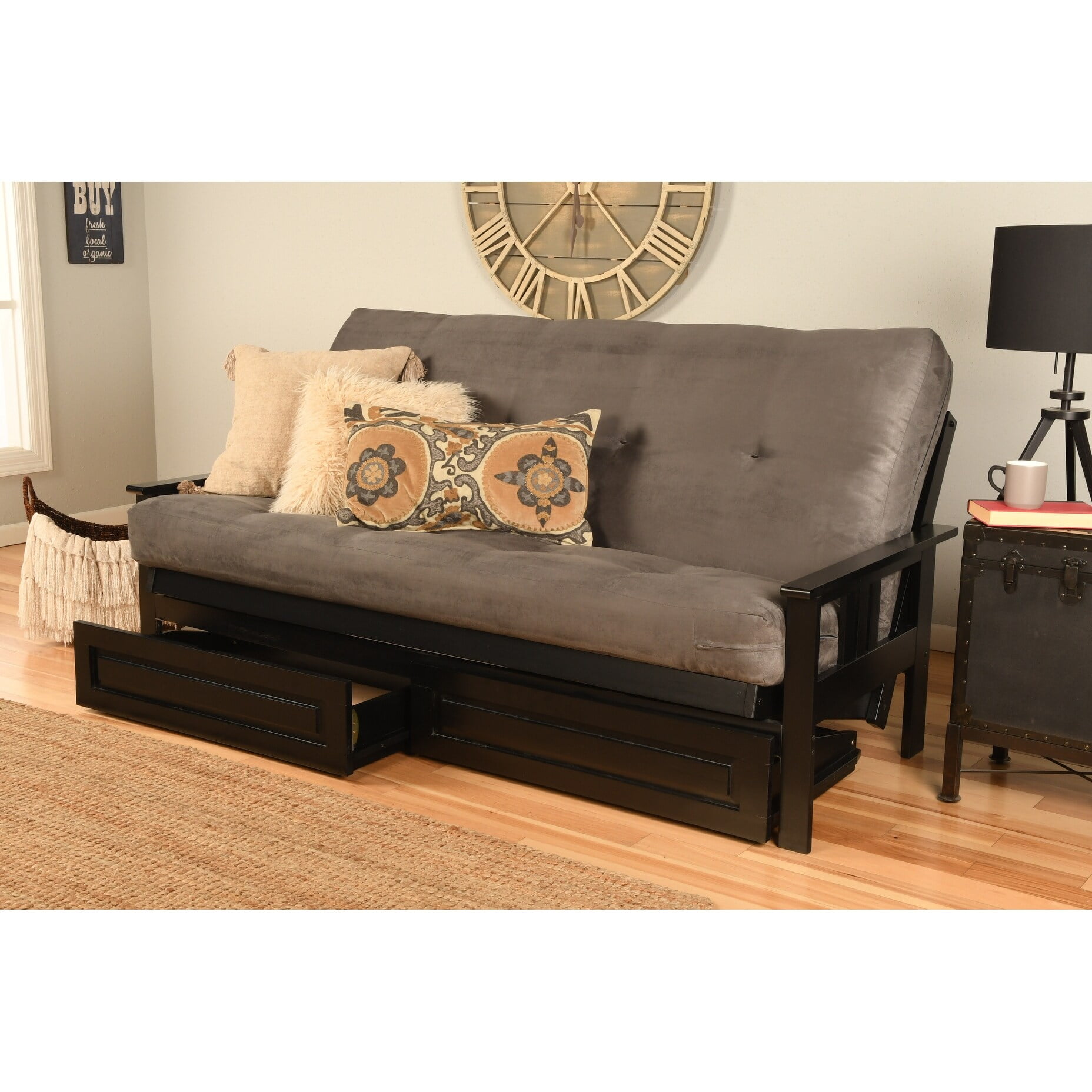 Kodiak Furniture Somette Monterey Black Fullsize Storage Futon Set