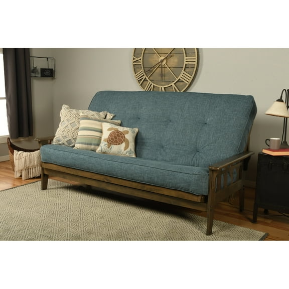 Kodiak Furniture Tucson Queen-size Wood Futon-Linen Aqua Blue Mattress