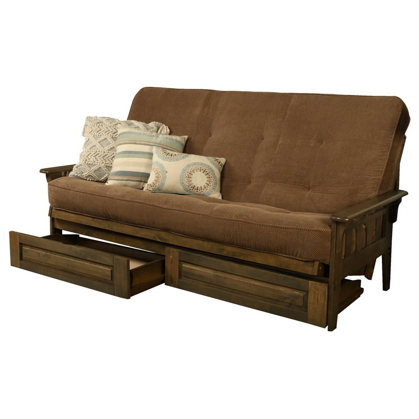 Kodiak Furniture Tucson Queensize Wood Storage FutonMocha Brown