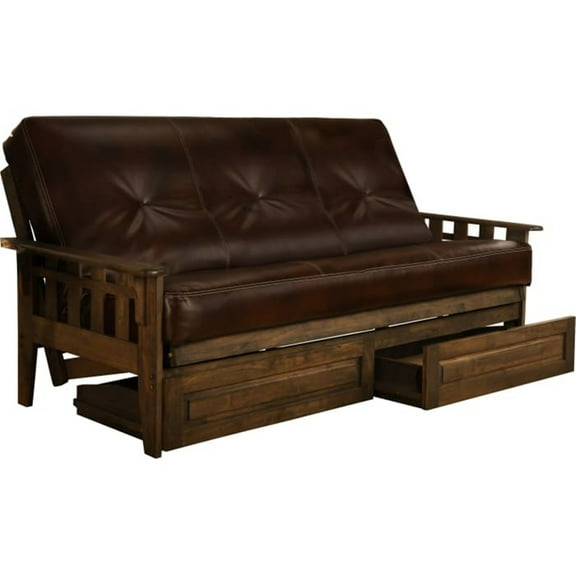 Kodiak Furniture Tucson Rustic Walnut Storage Futon with Java Brown Mattress