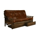 thumbnail image 1 of Kodiak Furniture Tucson Rustic Walnut Storage Futon with Saddle Brown Mattress, 1 of 3