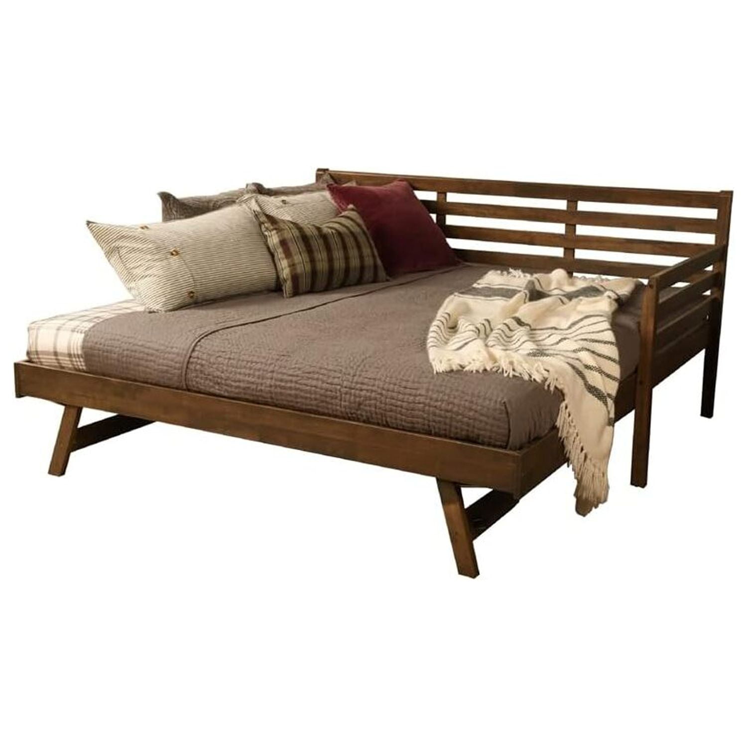 Rustic Walnut Twin to King Daybed with Pop-Up Trundle