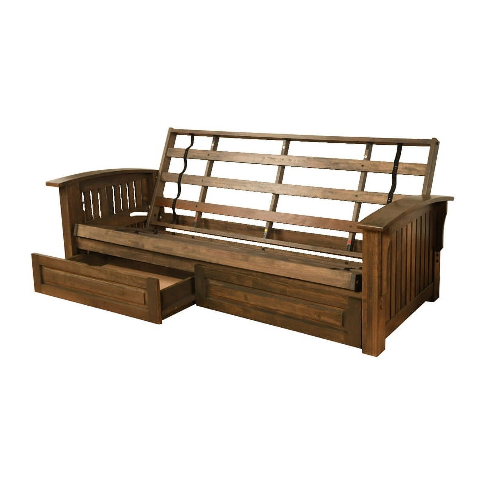 Kodiak Furniture Washington Futon in Rustic Walnut Brown with Storage