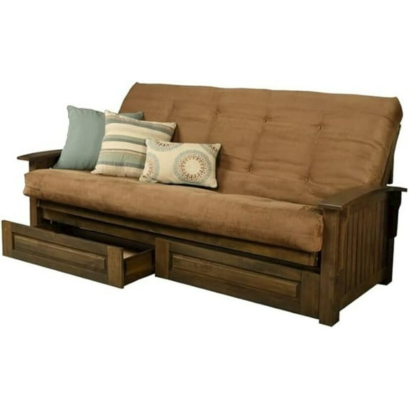 Kodiak Furniture Washington Queen-size Wood Storage Futon-Suede Peat Mattress