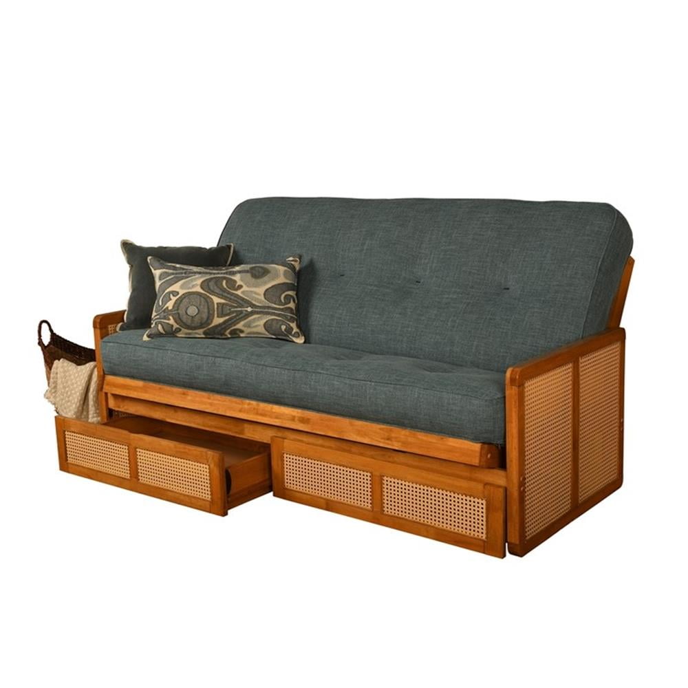 Kodiak Furniture Westport Full-size Wood Futon Set w/ Storage and Aqua ...