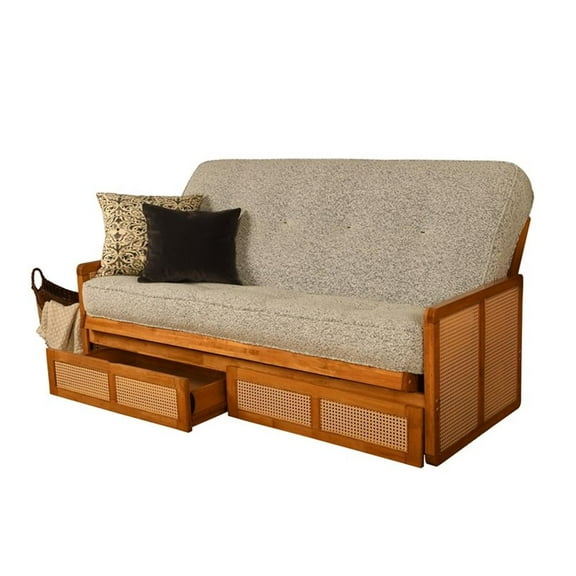 Kodiak Furniture Westport Full-size Wood Futon Set w/ Storage and Gray Mattress