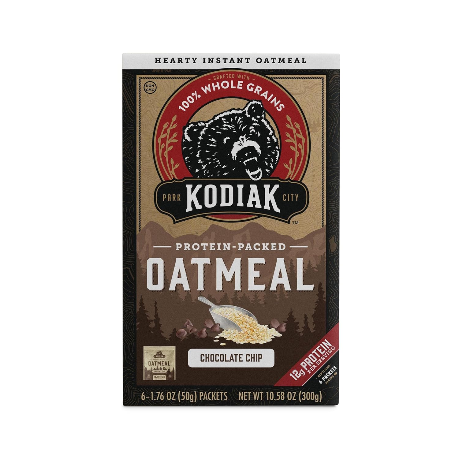 Kodiak Instant Oatmeal Packets, Chocolate Chip, High Protein, 100