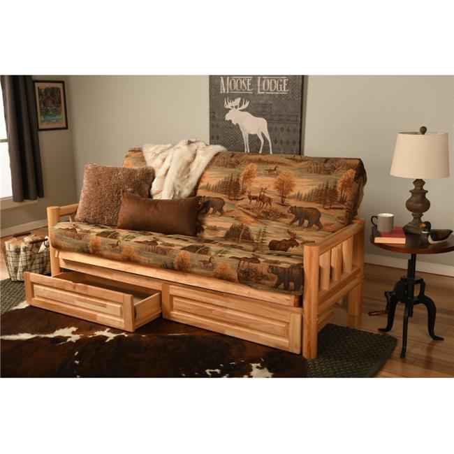 Kodiak Lodge Natural Futon Frame with Canadian Mattress & Storage