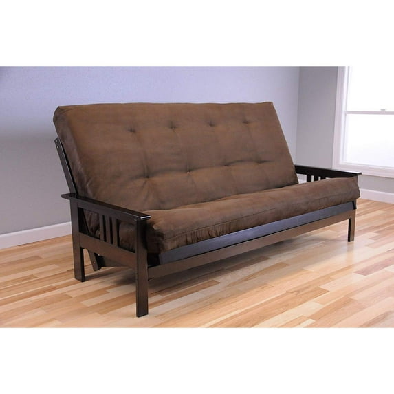 Kodiak Furniture Monterey Futon Frame with Fabric Mattress in Brown/Espresso