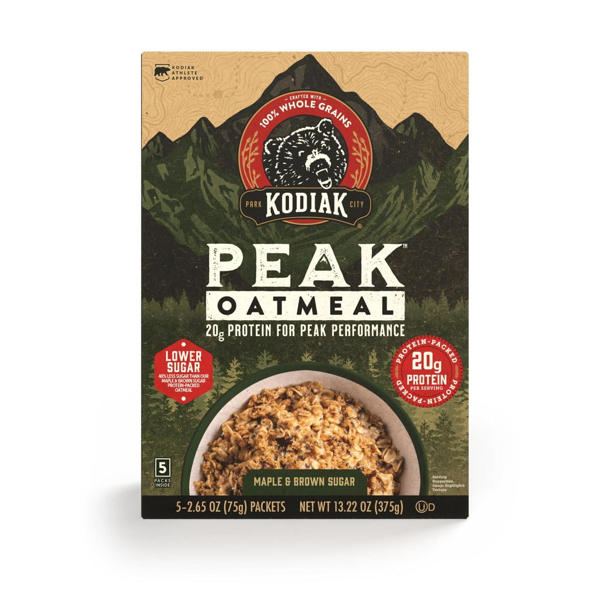 Kodiak Peak Oatmeal Packets, Power Up Maple Brown Sugar, 10.58 oz, 4 Ct