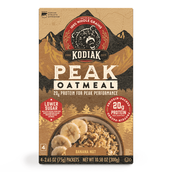 Kodiak Peak Protein-Packed Banana Nut Instant Oatmeal Packets, 2.65 oz (4 Count)