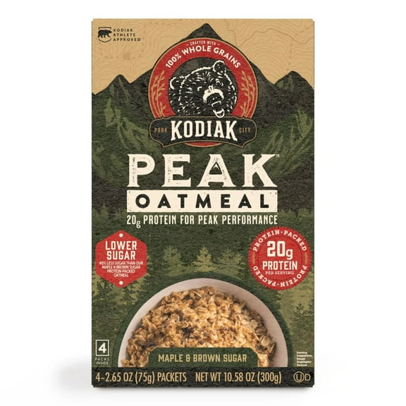 Kodiak Peak Protein-Packed Maple Brown Sugar Instant Oatmeal Packets, 2.65 oz (4 Count)