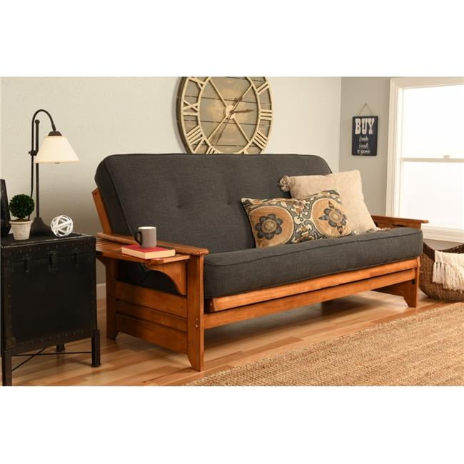 Barbados Charcoal Linen 82" Sleeper Futon with Storage