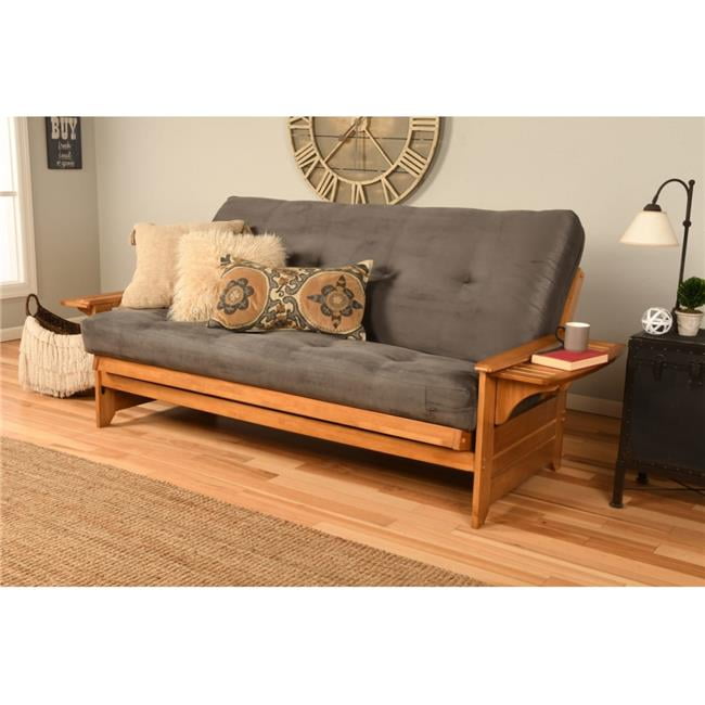 Kodiak Phoenix Butternut Futon Frame with Suede Gray Mattress - Full ...
