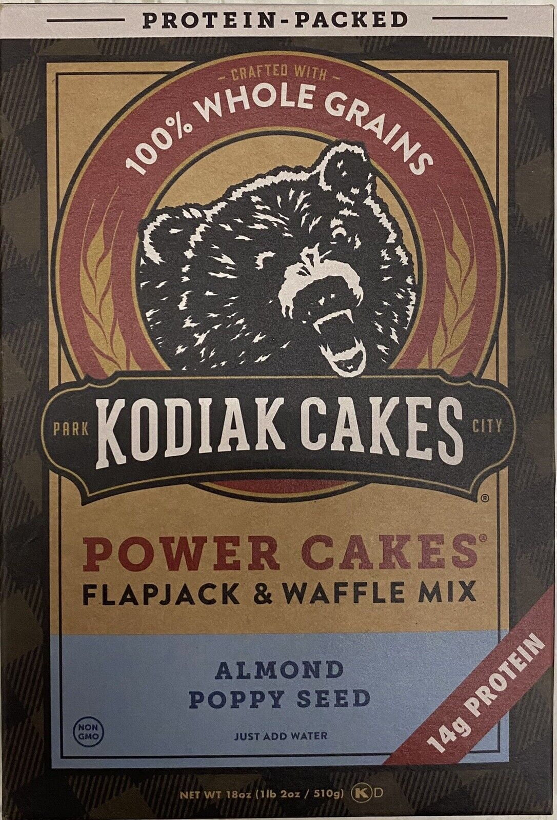 Kodiak Protein Cakes ALMOND POPPY SEED Pancake Flapjack & Waffle Mix 18