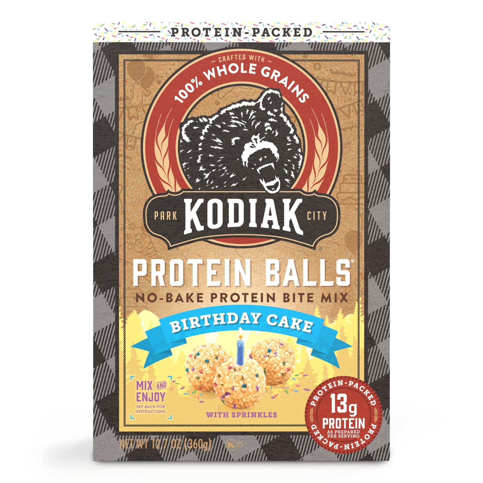 Kodiak Protein-Packed Birthday Cake No-Bake Protein Ball Mix, 12.7 oz Box