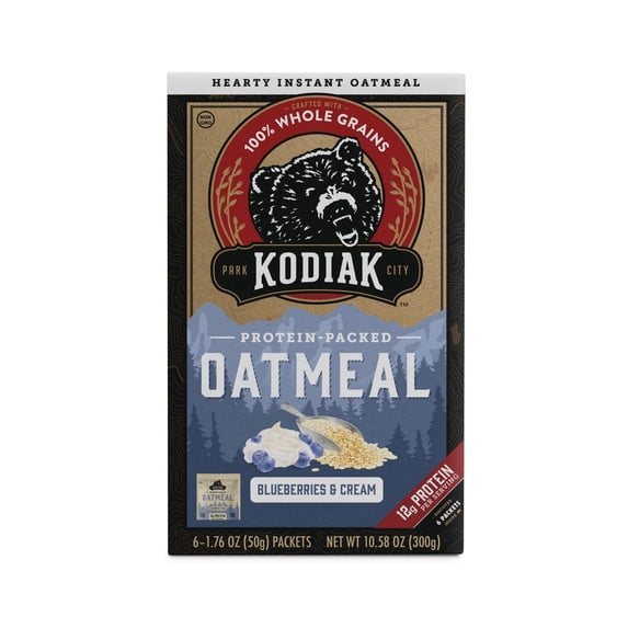 Kodiak Protein-Packed Blueberries and Cream Instant Oatmeal 1.76 Oz (Pack of 32)