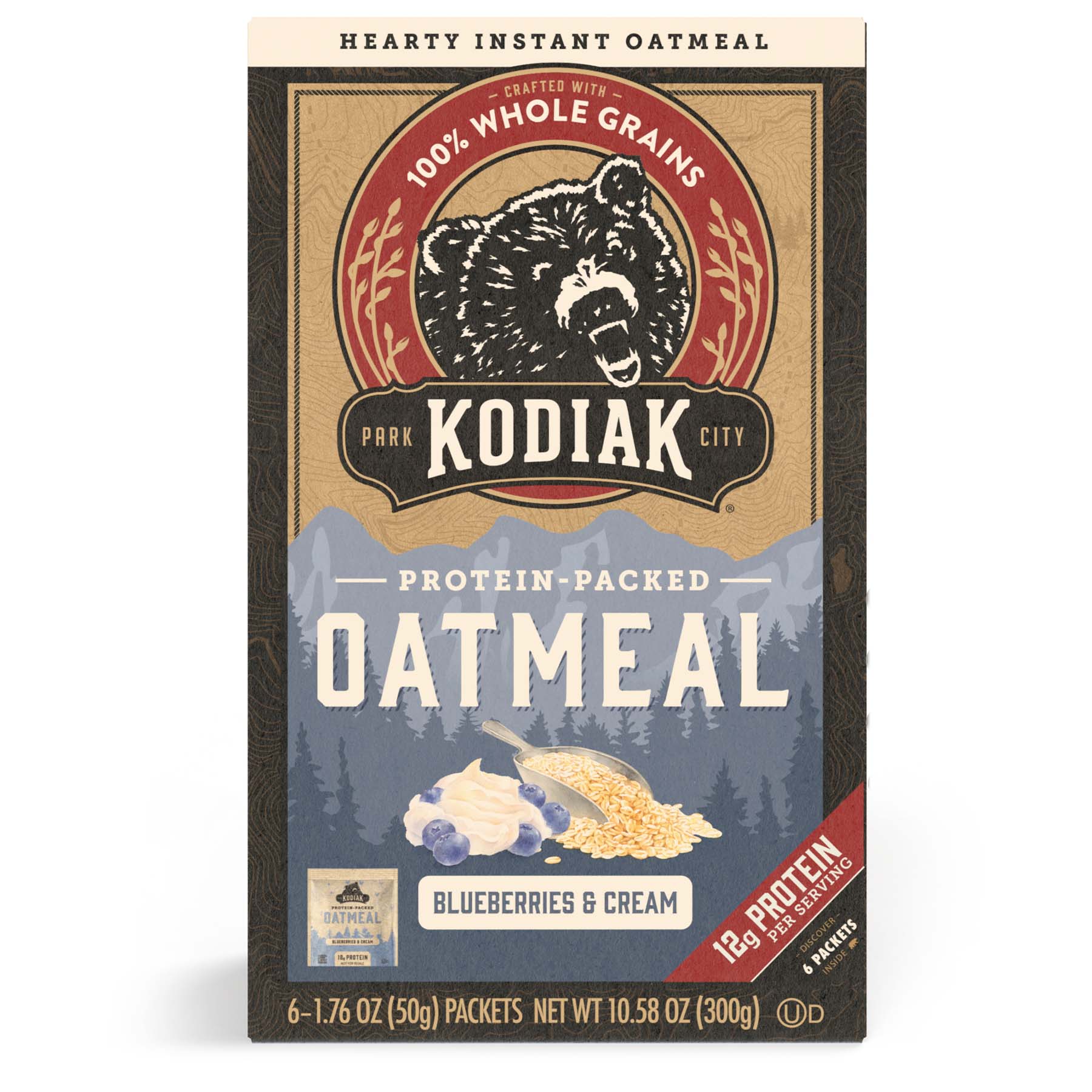 Kodiak Protein-Packed Blueberries and Cream Instant Oatmeal, 1.76 oz, 6 ...