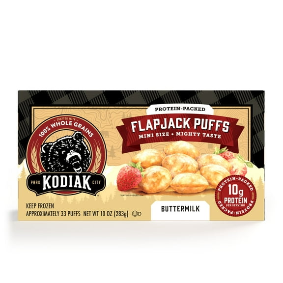 Kodiak Protein-Packed Buttermilk Flapjack Puffs, 10 oz, 33 Count (Frozen)