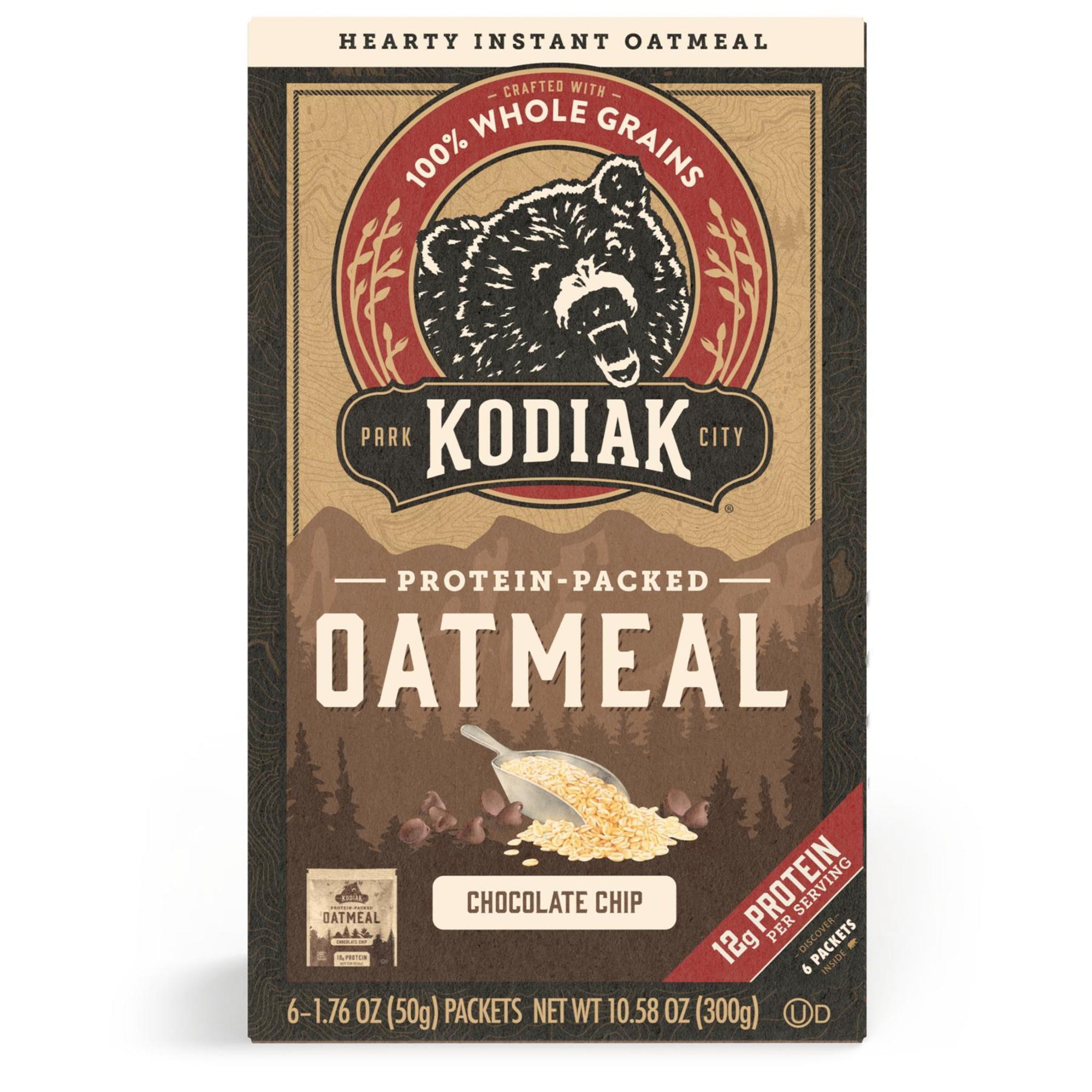 Kodiak Protein-Packed Chocolate Chip Instant Oatmeal, 1.76 oz, 6 Packets - image 1 of 9