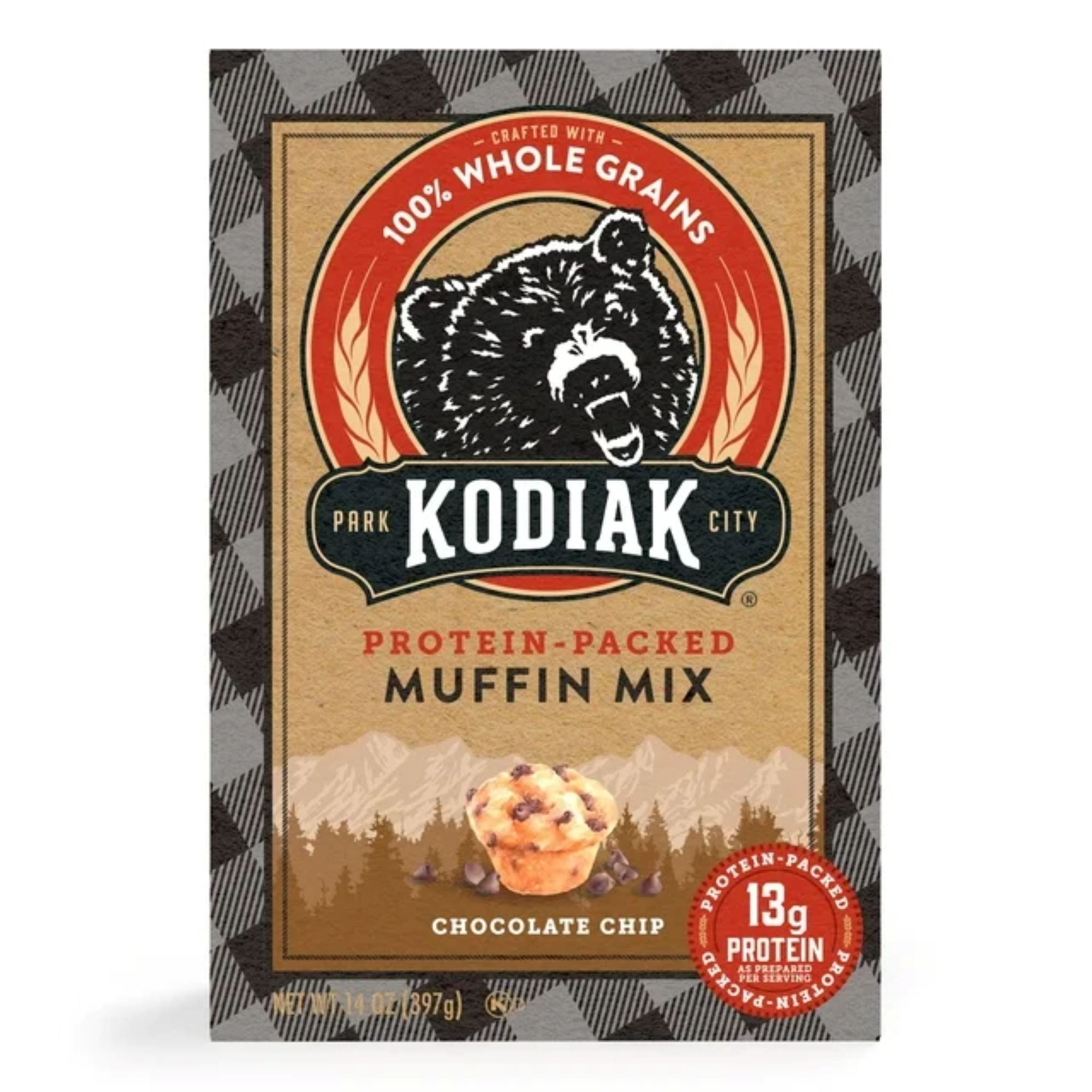 Kodiak Protein-Packed Chocolate Chip Muffin Mix, 14 oz Box