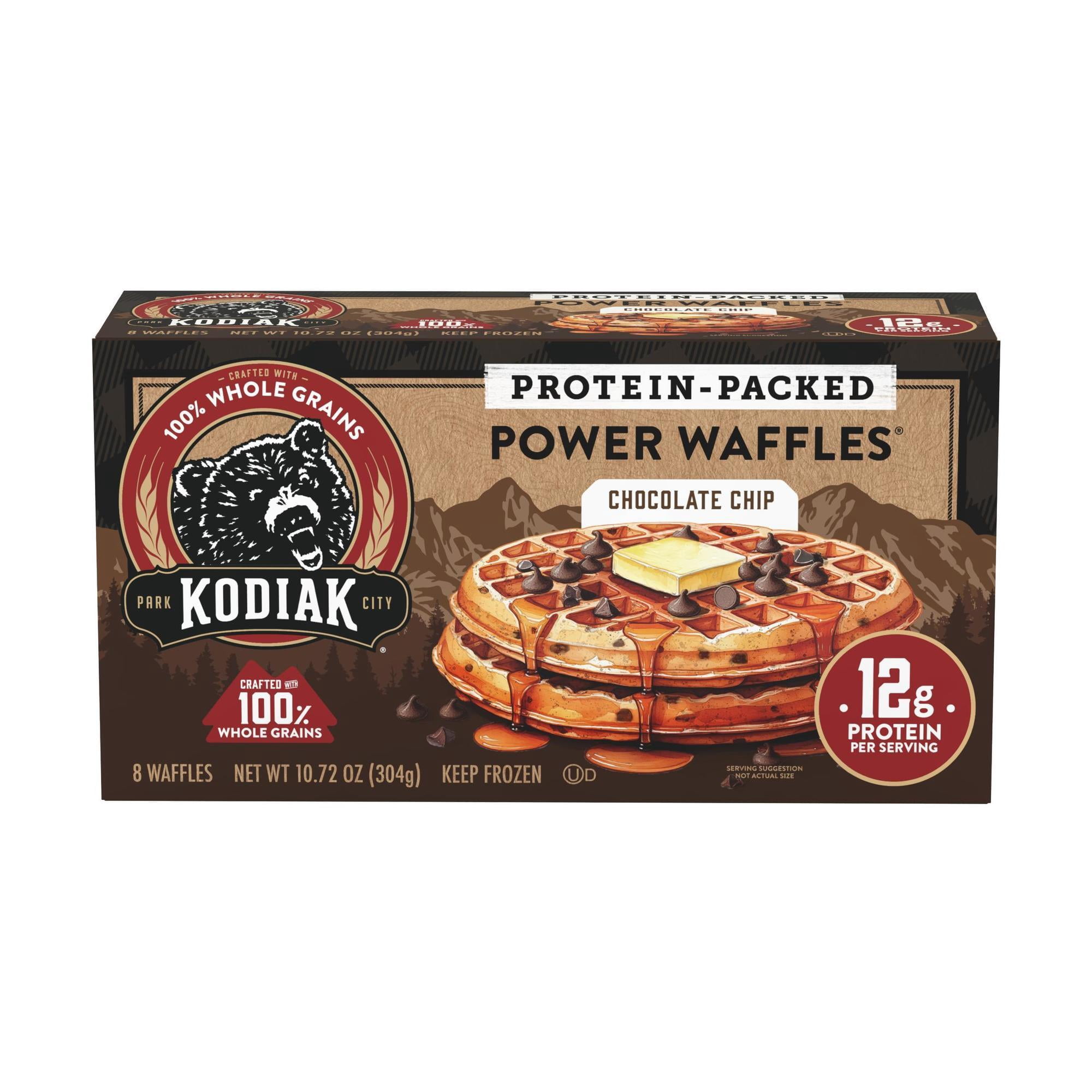 Kodiak Protein-Packed Chocolate Chip Power Waffles, 10.72 oz, 8 Count (Frozen)