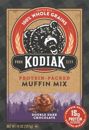Kodiak Protein Packed Muffin Mix, Double Dark Chocolate, 14 oz (Pack of 16)