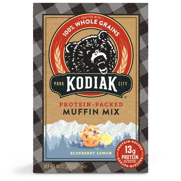 Kodiak Protein Packed Muffin Mix Blueberry Lemon, 14 oz Box