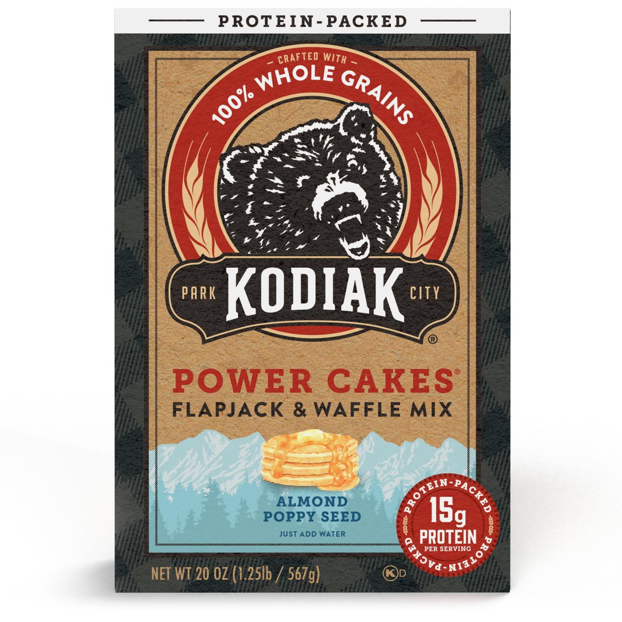 Kodiak Protein-Packed Power Cakes Almond Poppyseed Flapjack and Waffle Mix, 18 oz Box