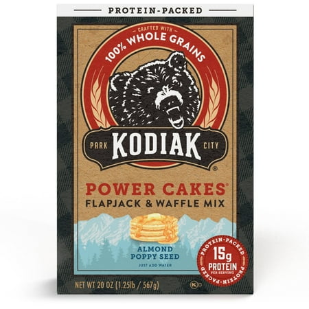 Kodiak Protein-Packed Power Cakes Almond Poppyseed Flapjack and Waffle Mix, 18 oz Box
