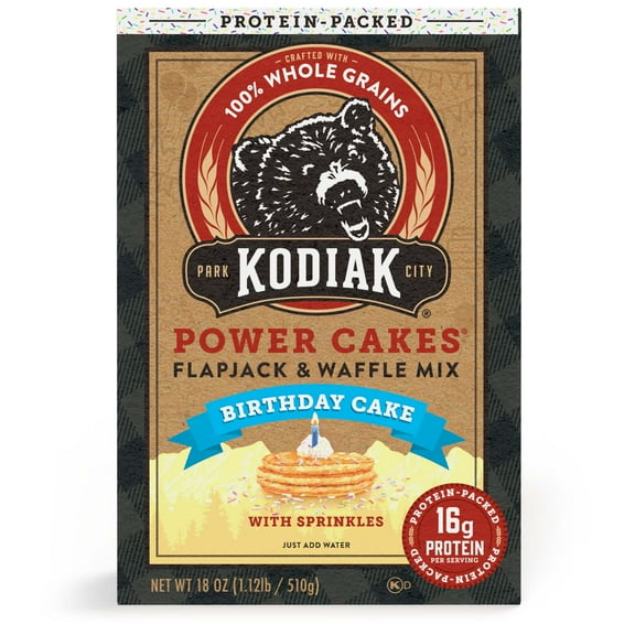Kodiak Protein-Packed Power Cakes Birthday Cake Flapjack and Waffle Mix, 18 oz