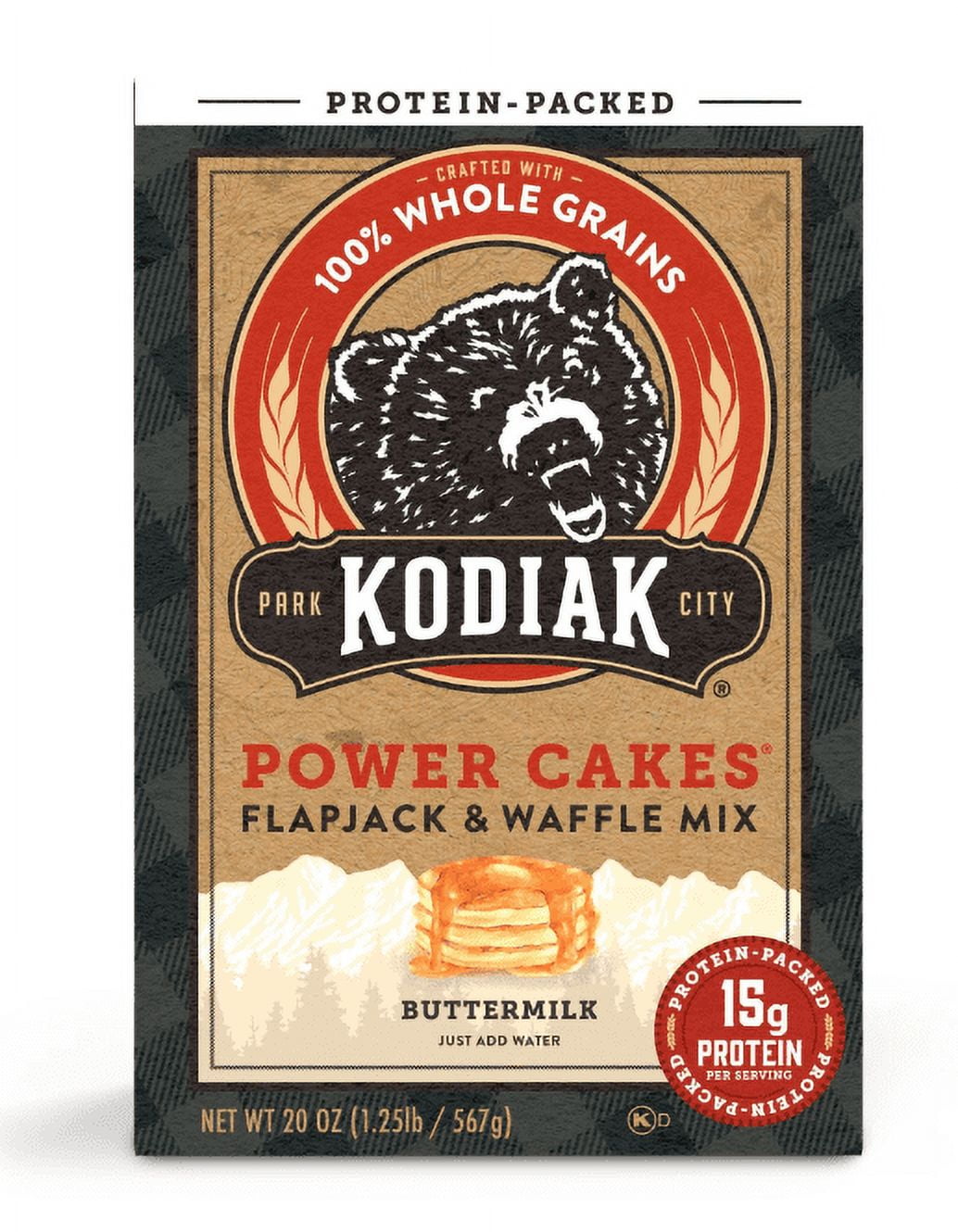 Kodiak Protein-Packed Power Cakes Buttermilk Flapjack and Waffle Mix, 20 oz Box (Pack of 2)
