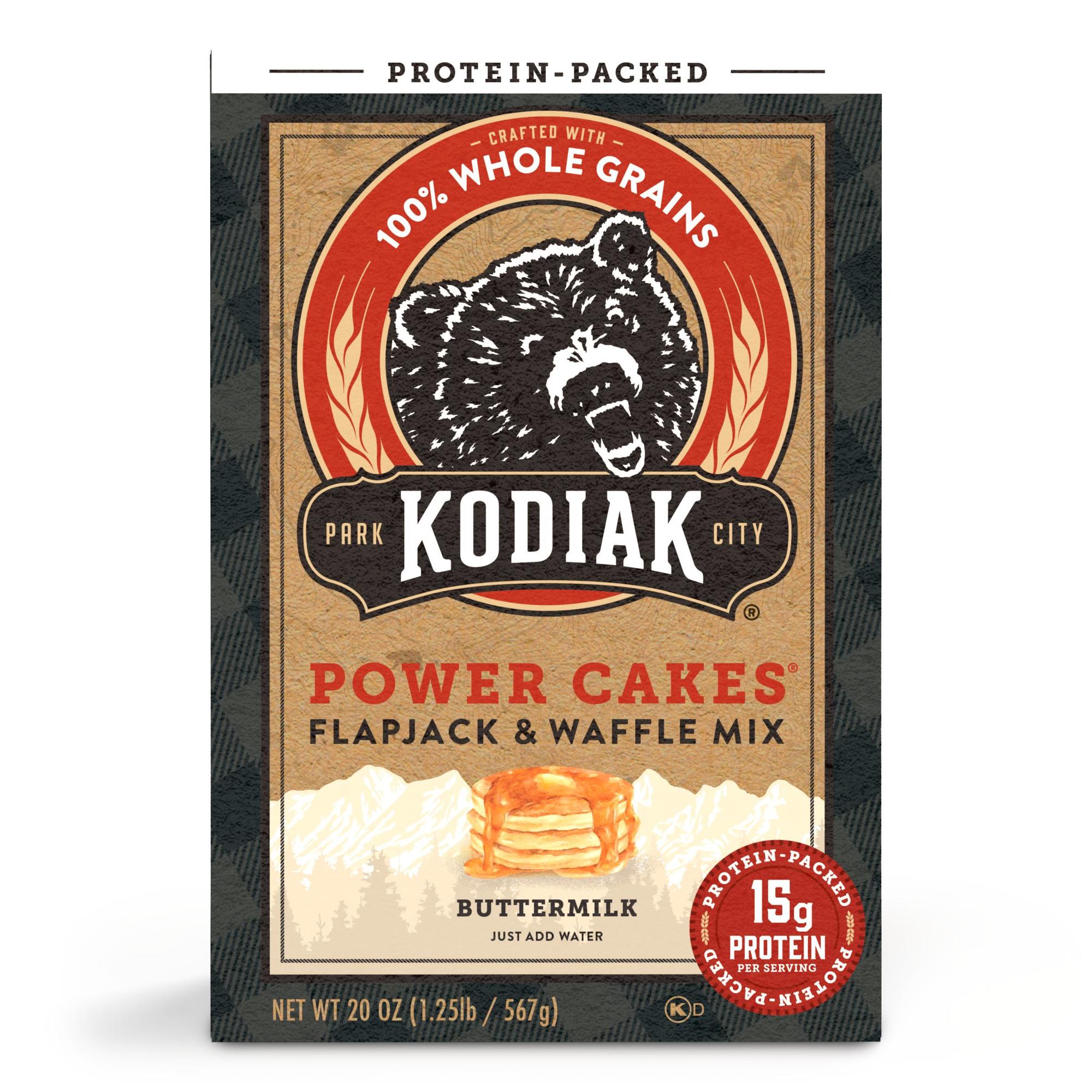 Kodiak Protein-Packed Power Cakes Buttermilk Flapjack and Waffle Mix, 20 oz Box - image 1 of 9
