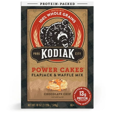 Kodiak Protein-Packed Power Cakes Chocolate Chip Pancake and Waffle Mix, 18 oz Box